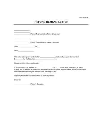 Free refund demand letter template pdf & word