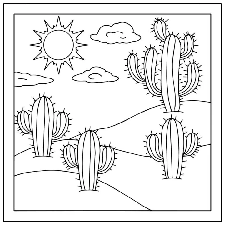 Desert coloring page vector art, icons, and graphics for