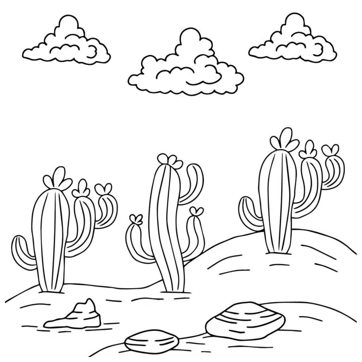 Desert coloring page vector art, icons, and graphics for
