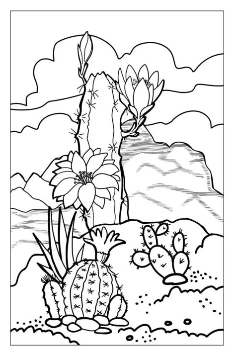 Desert coloring page vector art, icons, and graphics for
