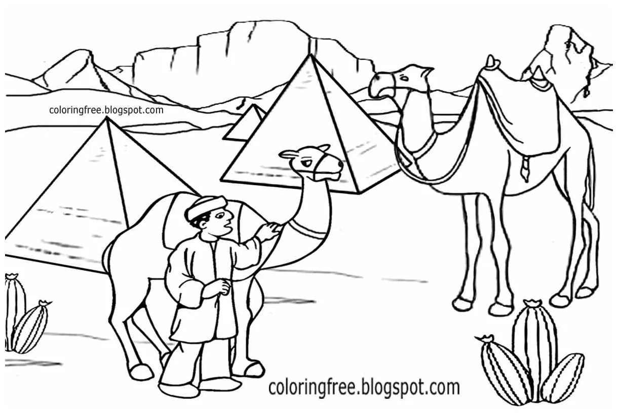Egyptian camel caravan coloring page coloring pages