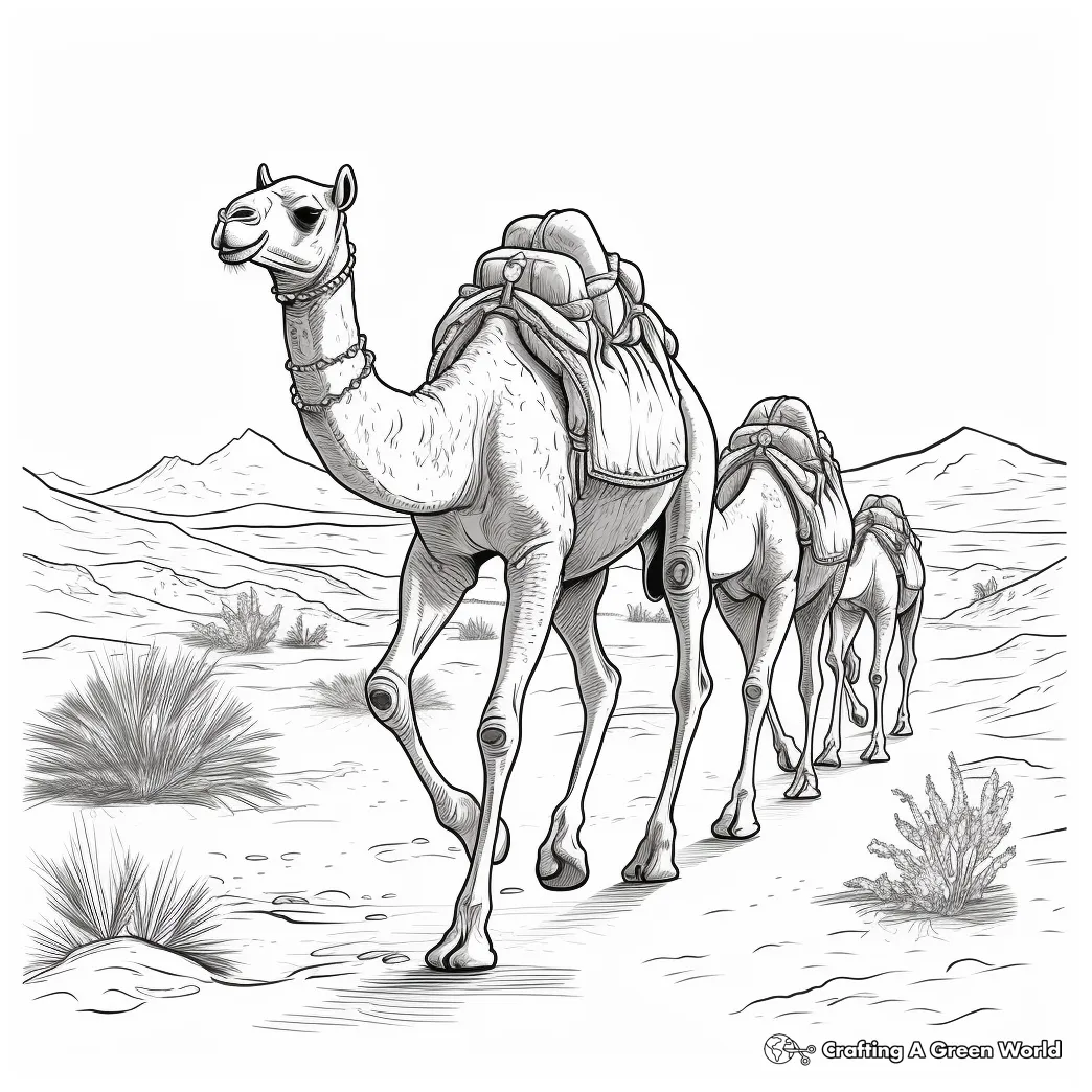 Camel in the desert coloring pages free & printable! #5695216