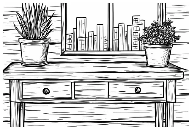 Desk coloring page for stress relief and creativity coloring book for