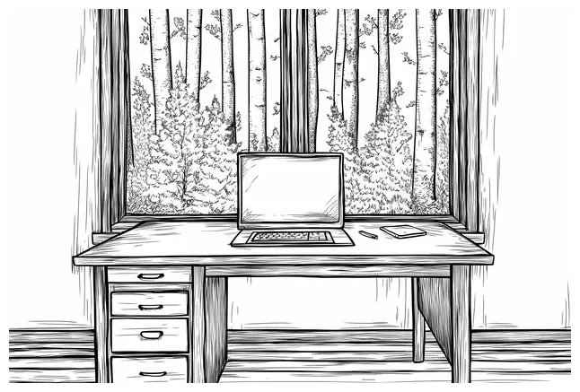 Desk coloring page for stress relief and creativity coloring book for