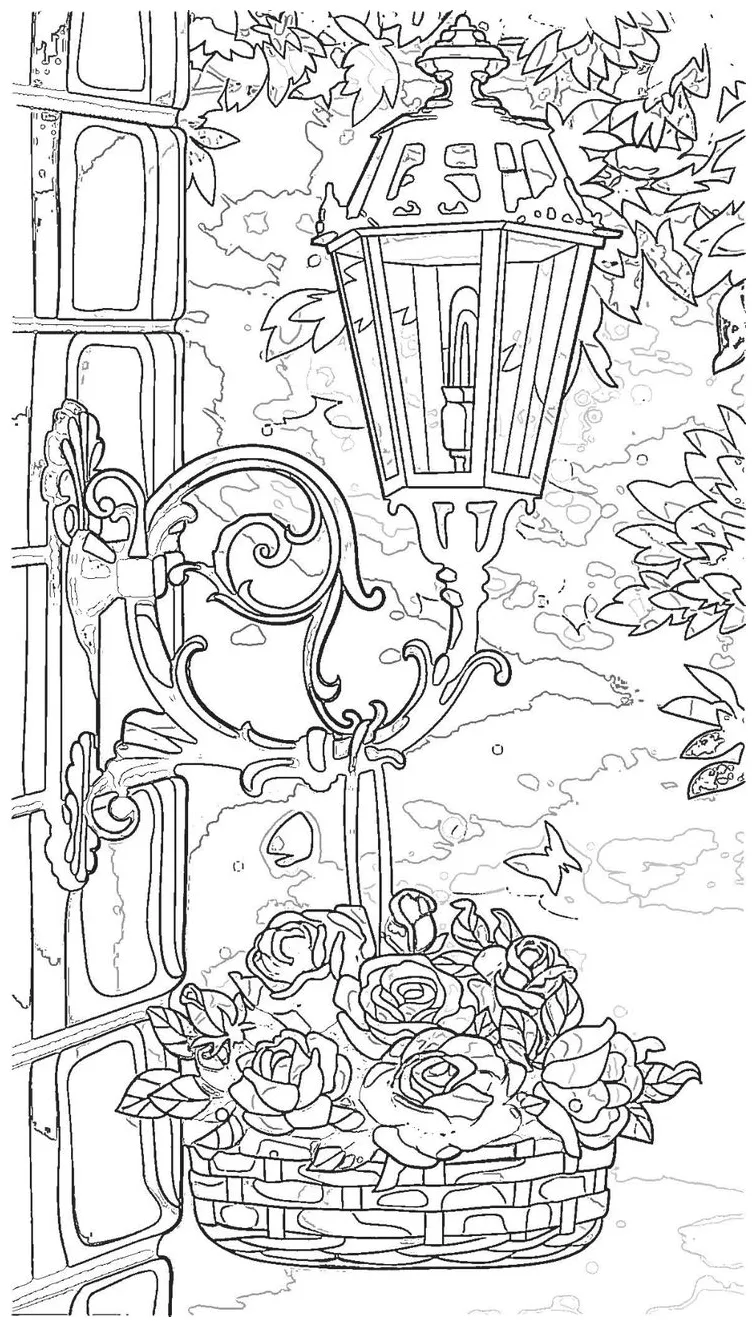 Detailed flower coloring page