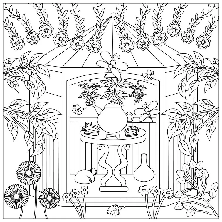 Detailed flower coloring page