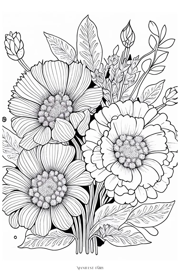 Detailed flower coloring page