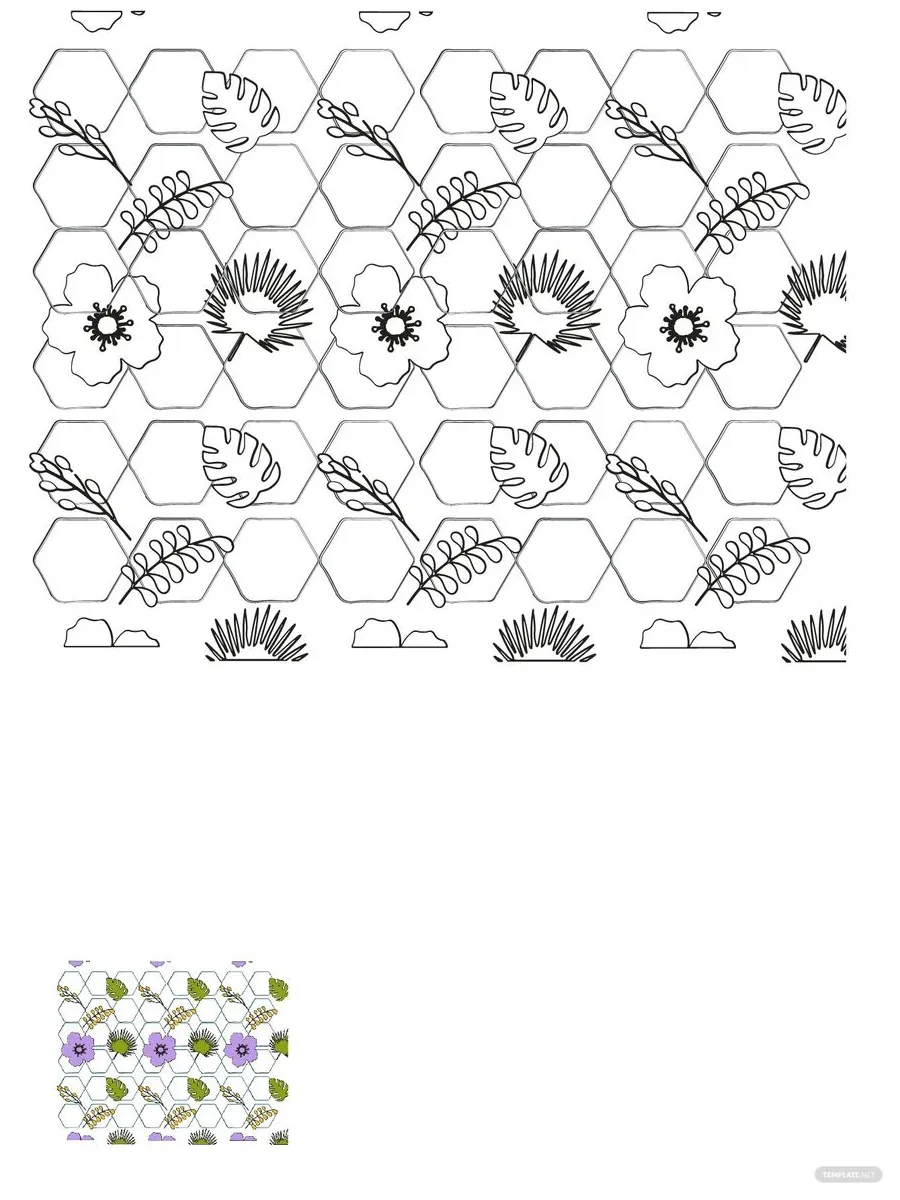 Floral lace pattern coloring page in pdf download template
