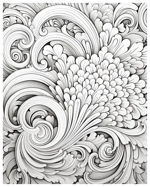 Premium detailed lace coloring page with spiral