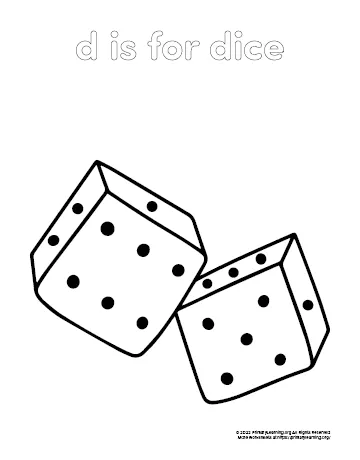 Dice coloring page primarylearning