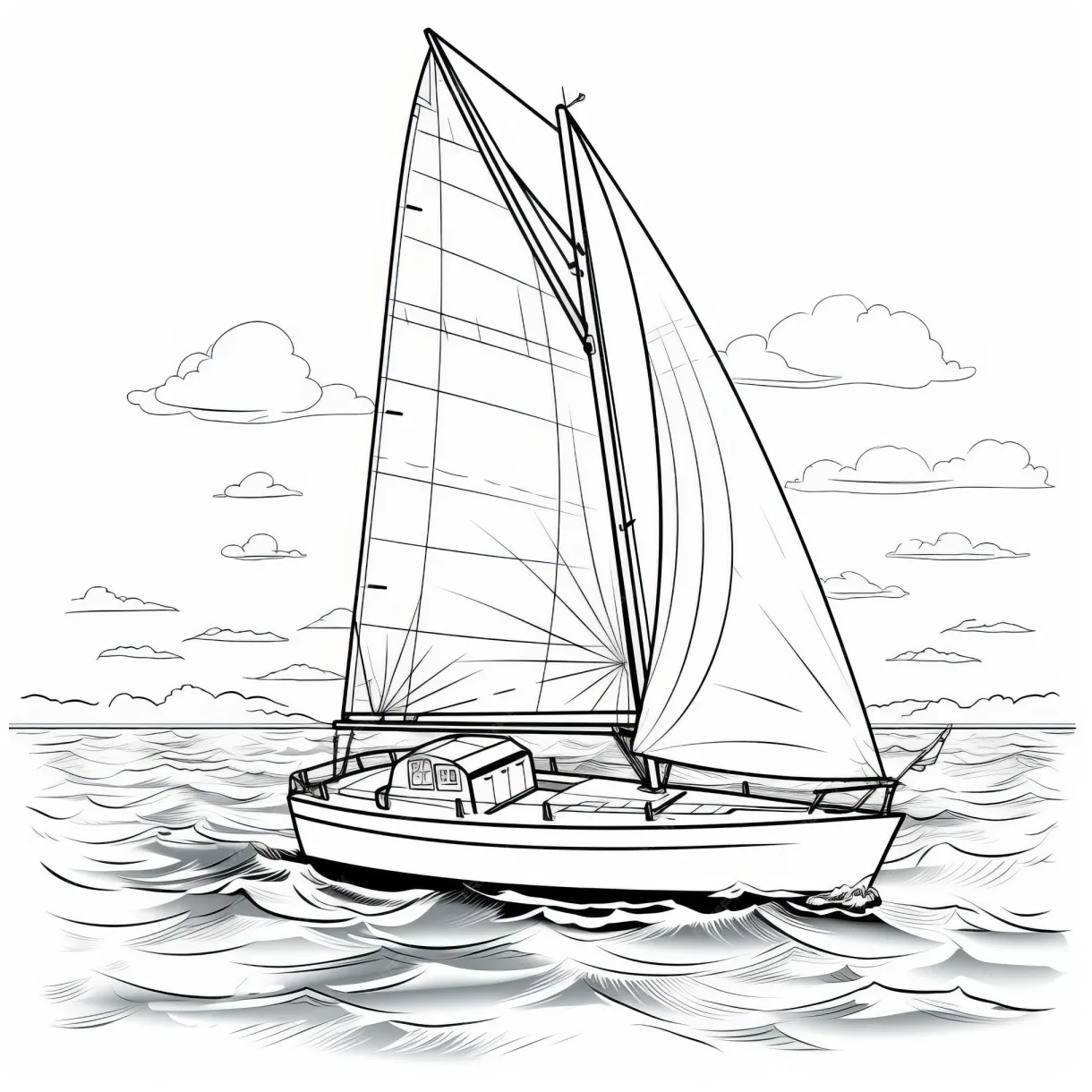 Premium cartoon dinghy sailing coloring page
