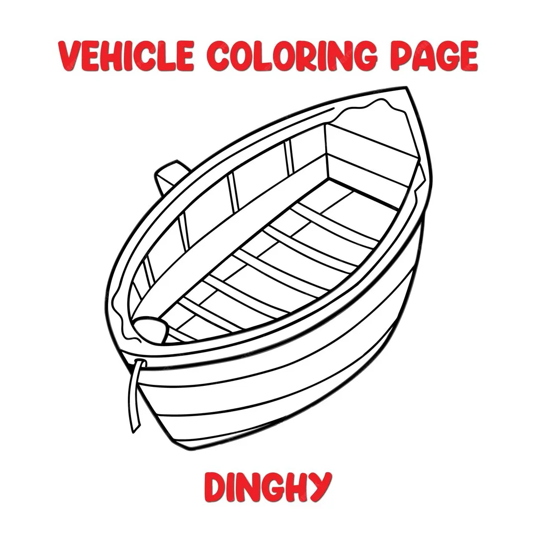 Dinghy vehicle coloring page colored illustration premium ai