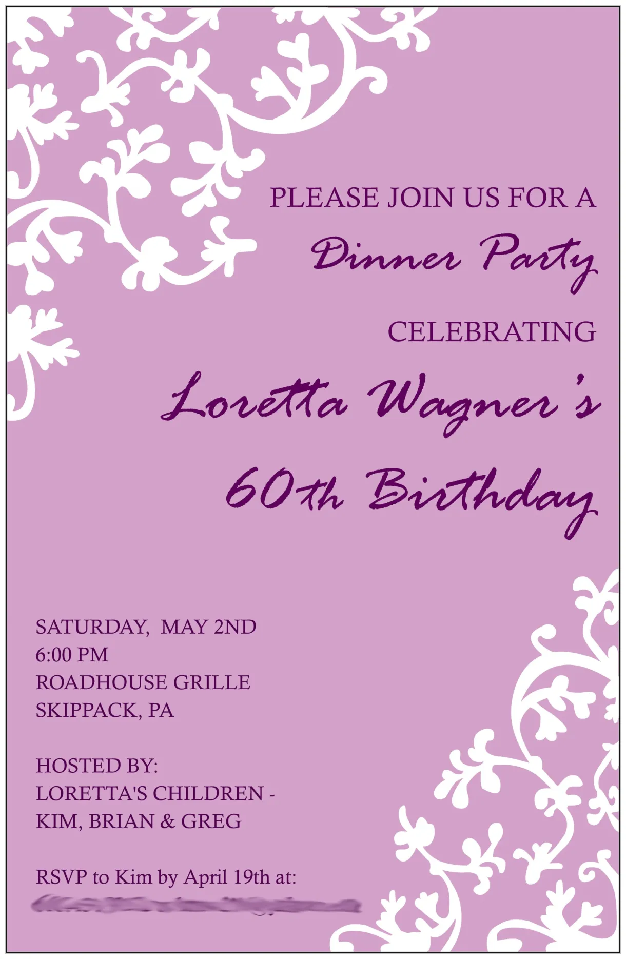 Birthday Dinner Invitation Template - Invitations : Resume Examples #