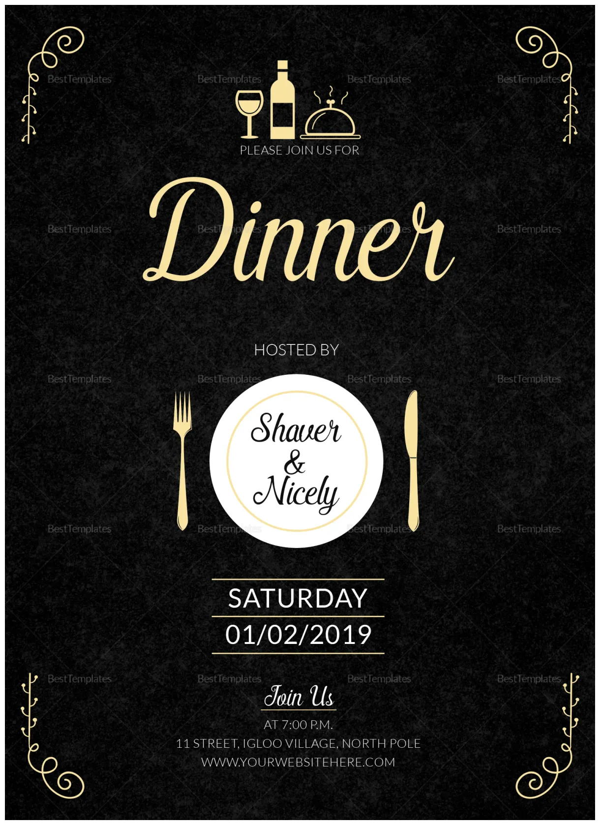 Dinner Invitation Card Design Template in Word, PSD, Publisher