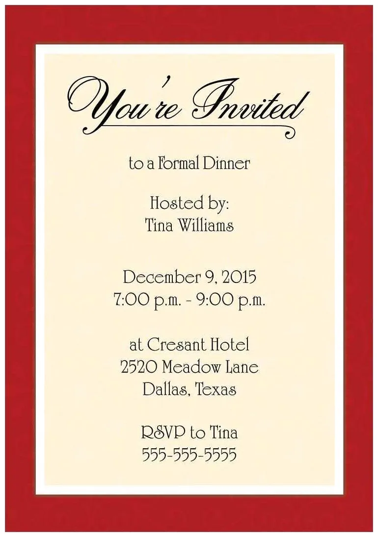 Formal Dinner Invitation Template