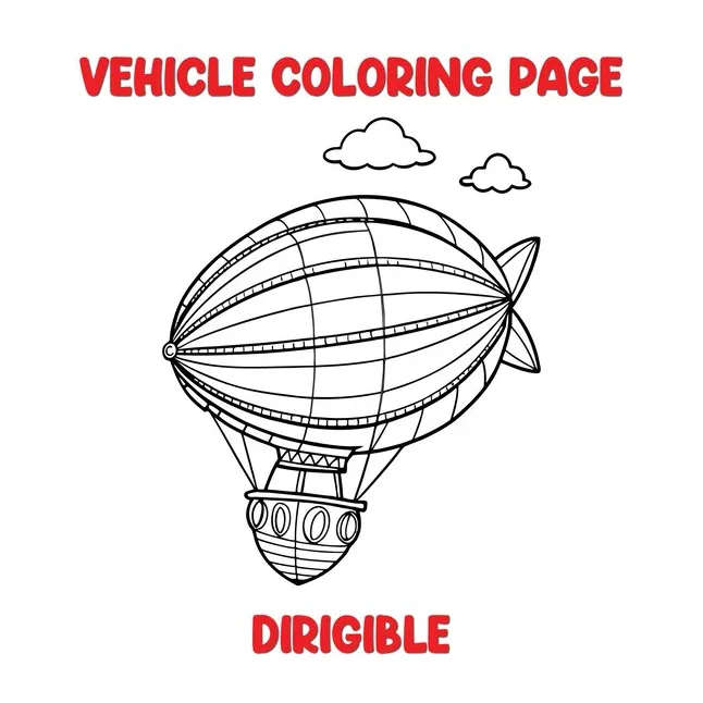 Dirigible vehicle coloring page colored illustration premium ai