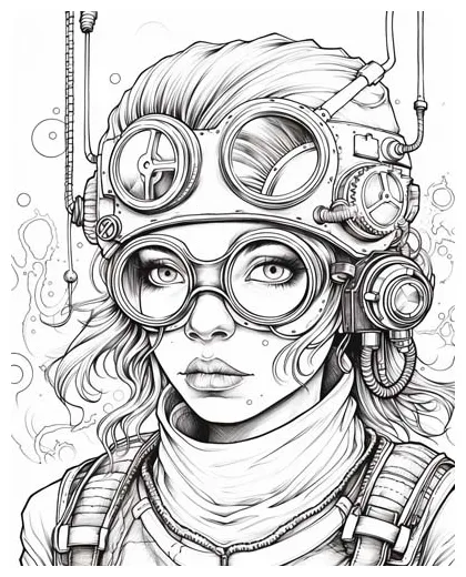 Steampunk occupations coloring pages