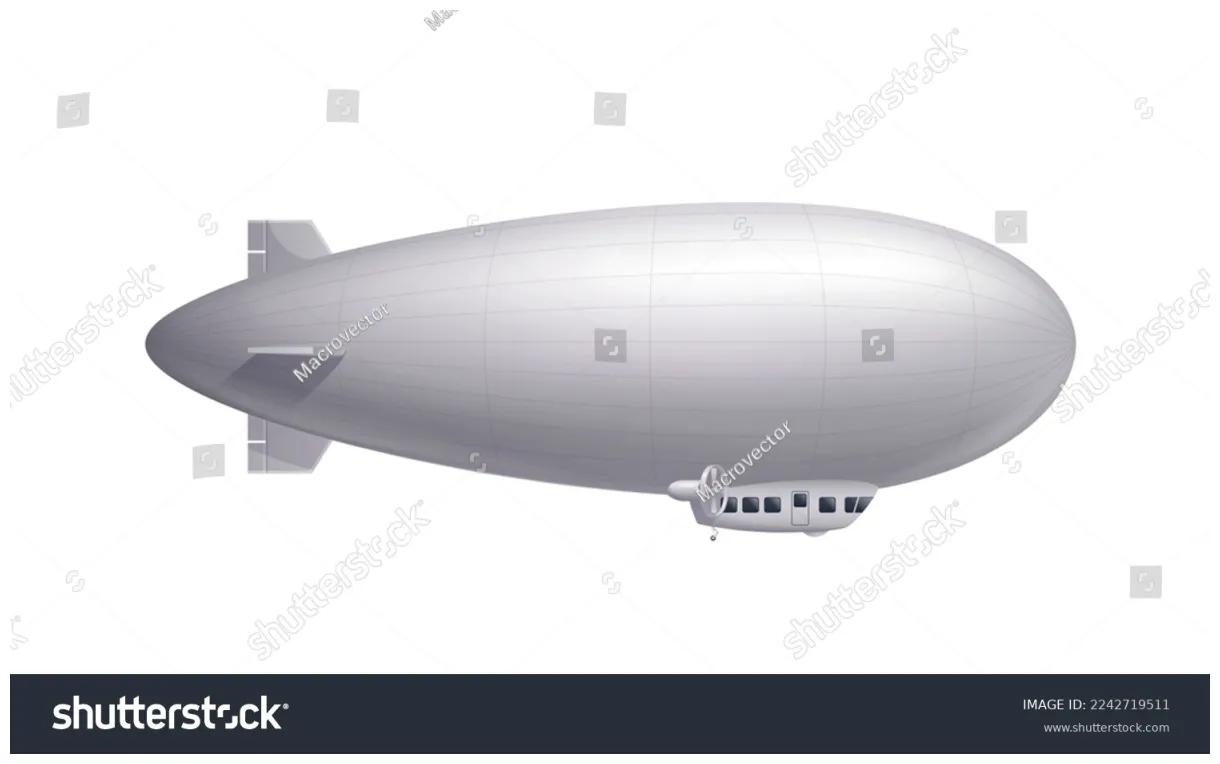 Realistic blank dirigible against white stock vector