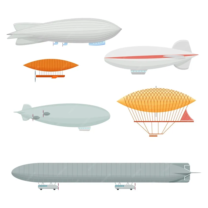 Premium vector dirigible set vector illustration isolated on white