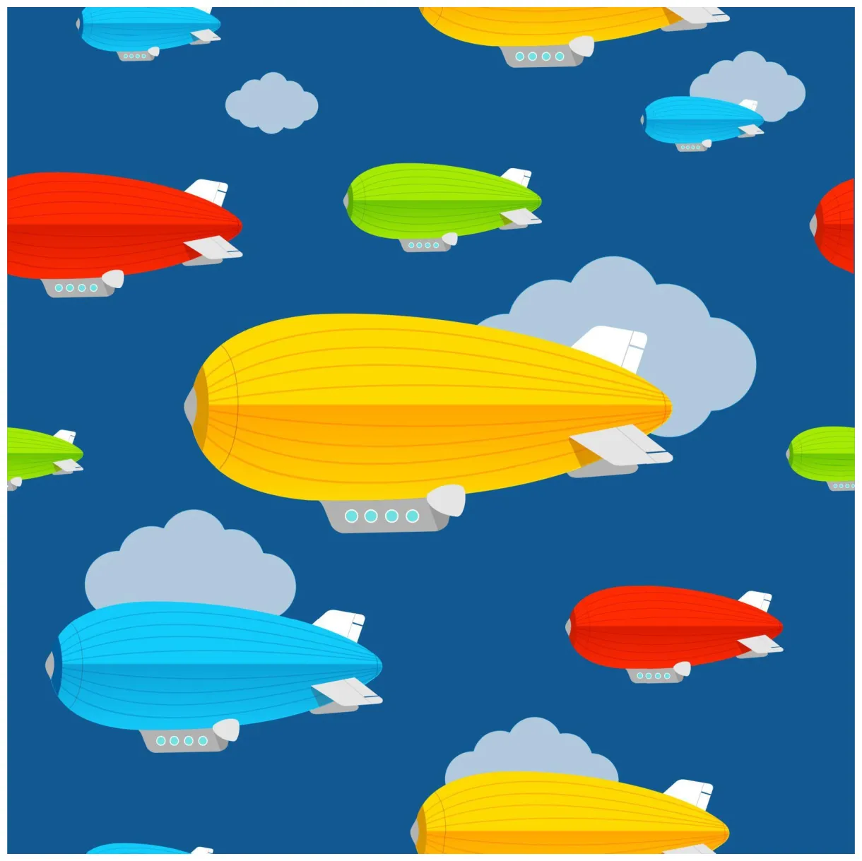 Cartoon color dirigible seamless pattern . vector 17609137