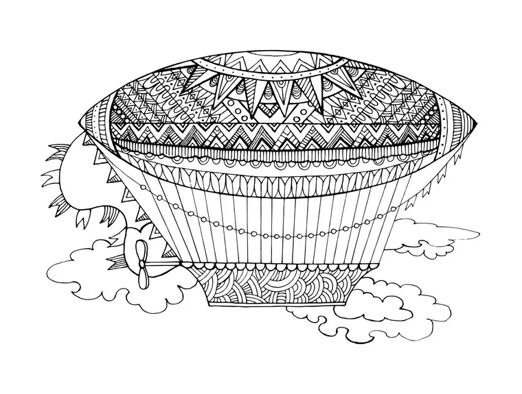 Premium vector dirigible airship coloring book vector
