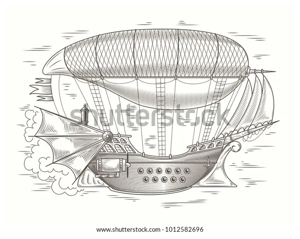 Dirigible engraved royalty-free s, s & pictures