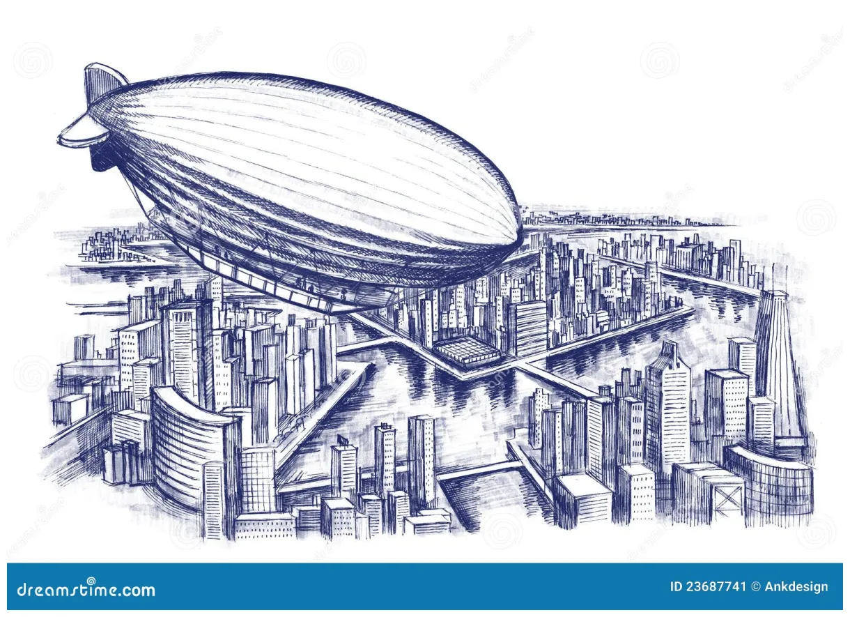Dirigible stock illustration. illustration of blimp, transportation