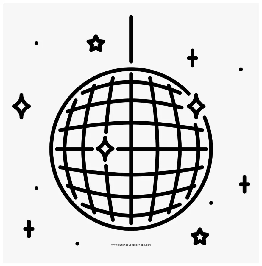 Disco Ball Coloring Page - Disco Ball Drawing Png, Transparent Png