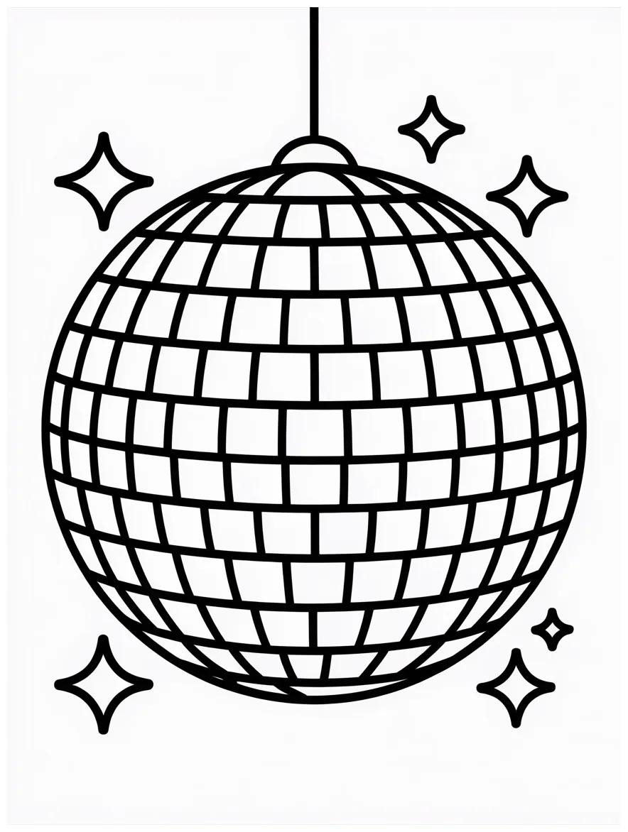 Disco ball - Free Coloring Page