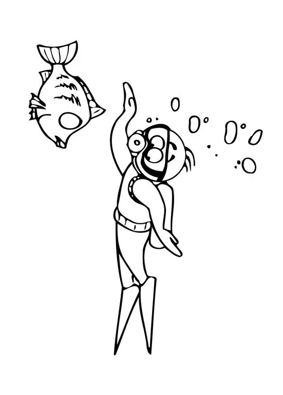 Coloring page diving free printables img 11538