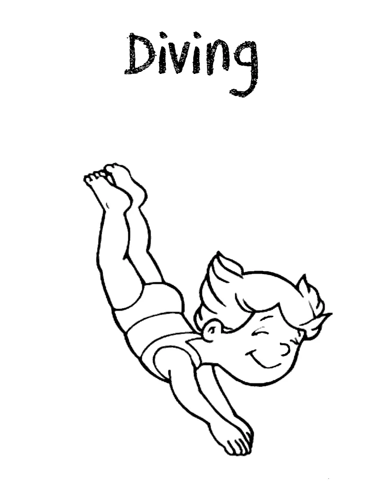 Diving coloring pages for childrens printable for free
