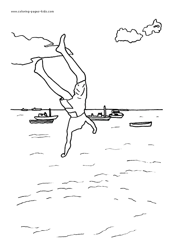 Diving color page coloring pages for kids! printable coloring page
