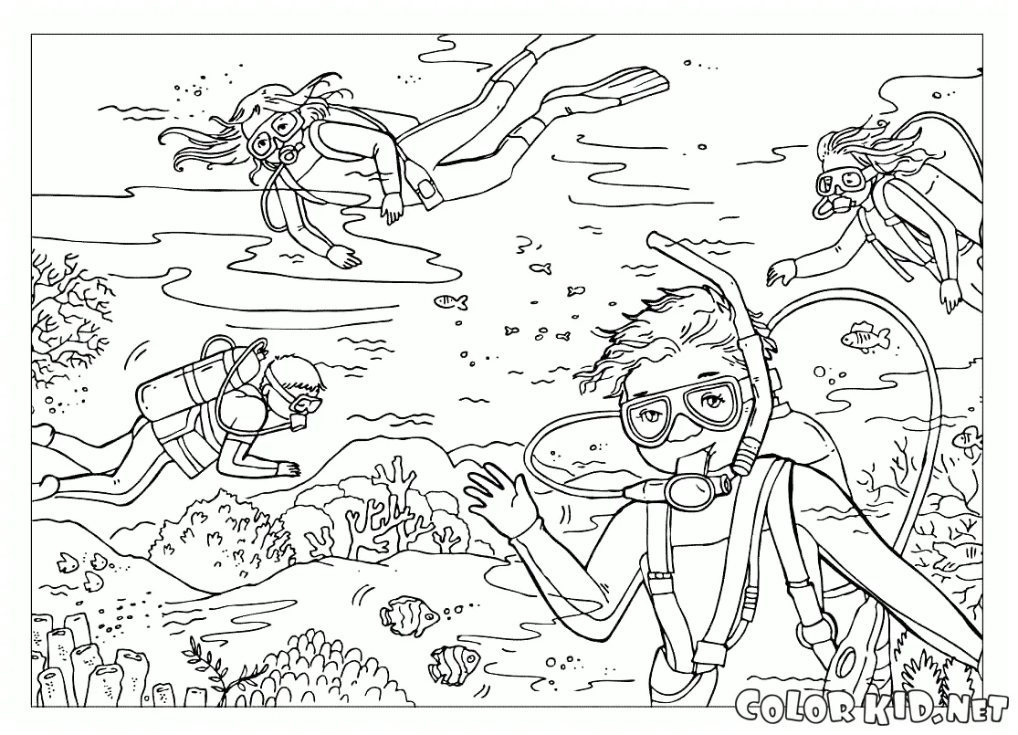 Coloring page diving