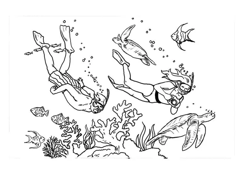 Coloring page diving free printables img 7871
