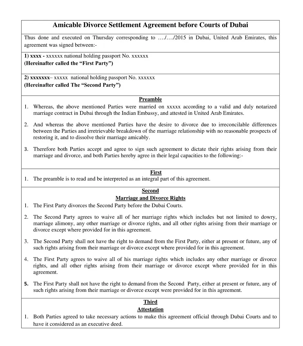 36+ Free Sample Divorce Settlement Agreement Templates (Printable PDF