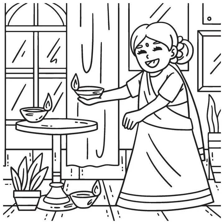 Diwali coloring pages vector art, icons, and graphics for