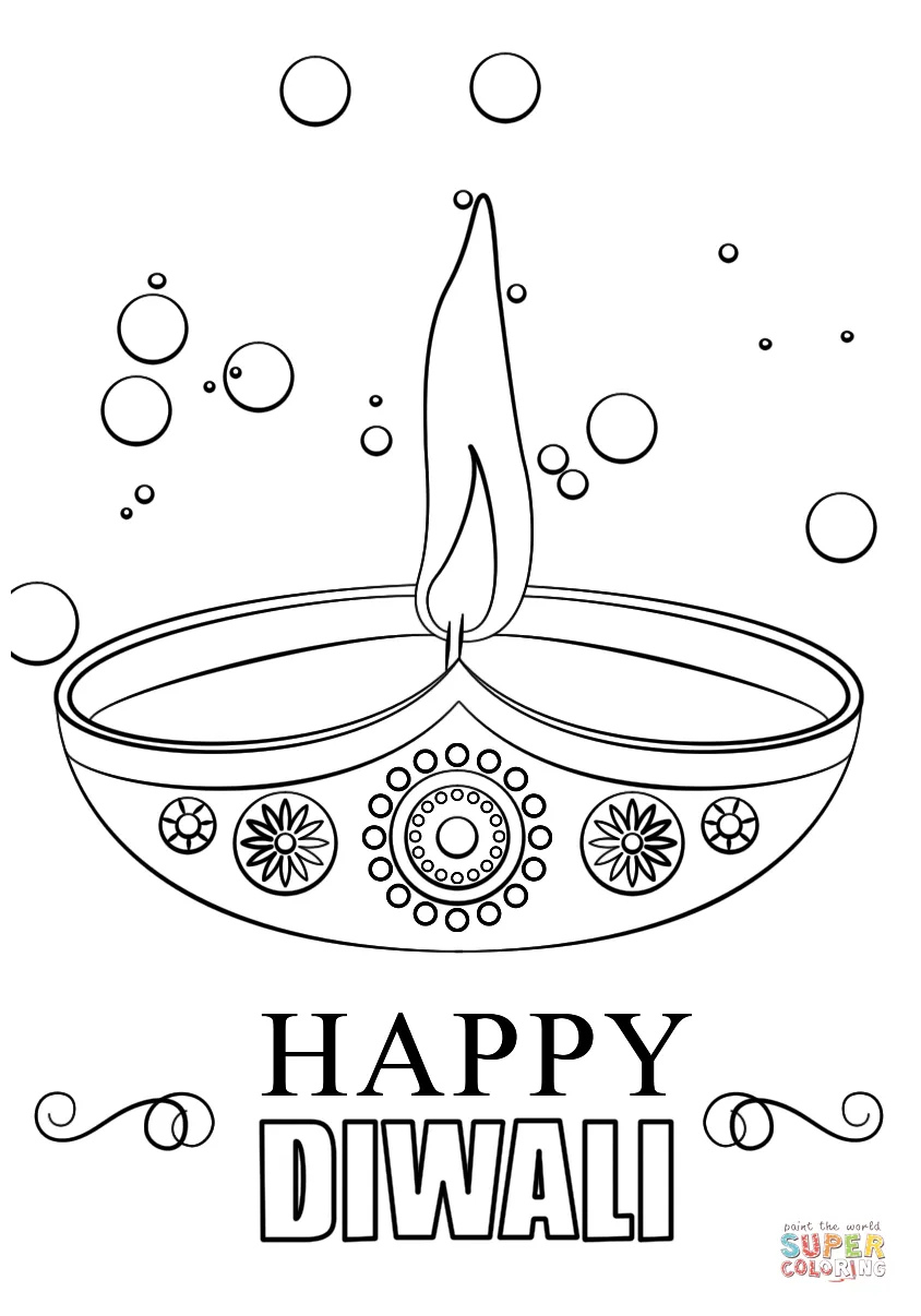 Diwali candle coloring page free printable coloring pages