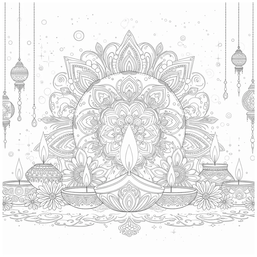 Diwali coloring page