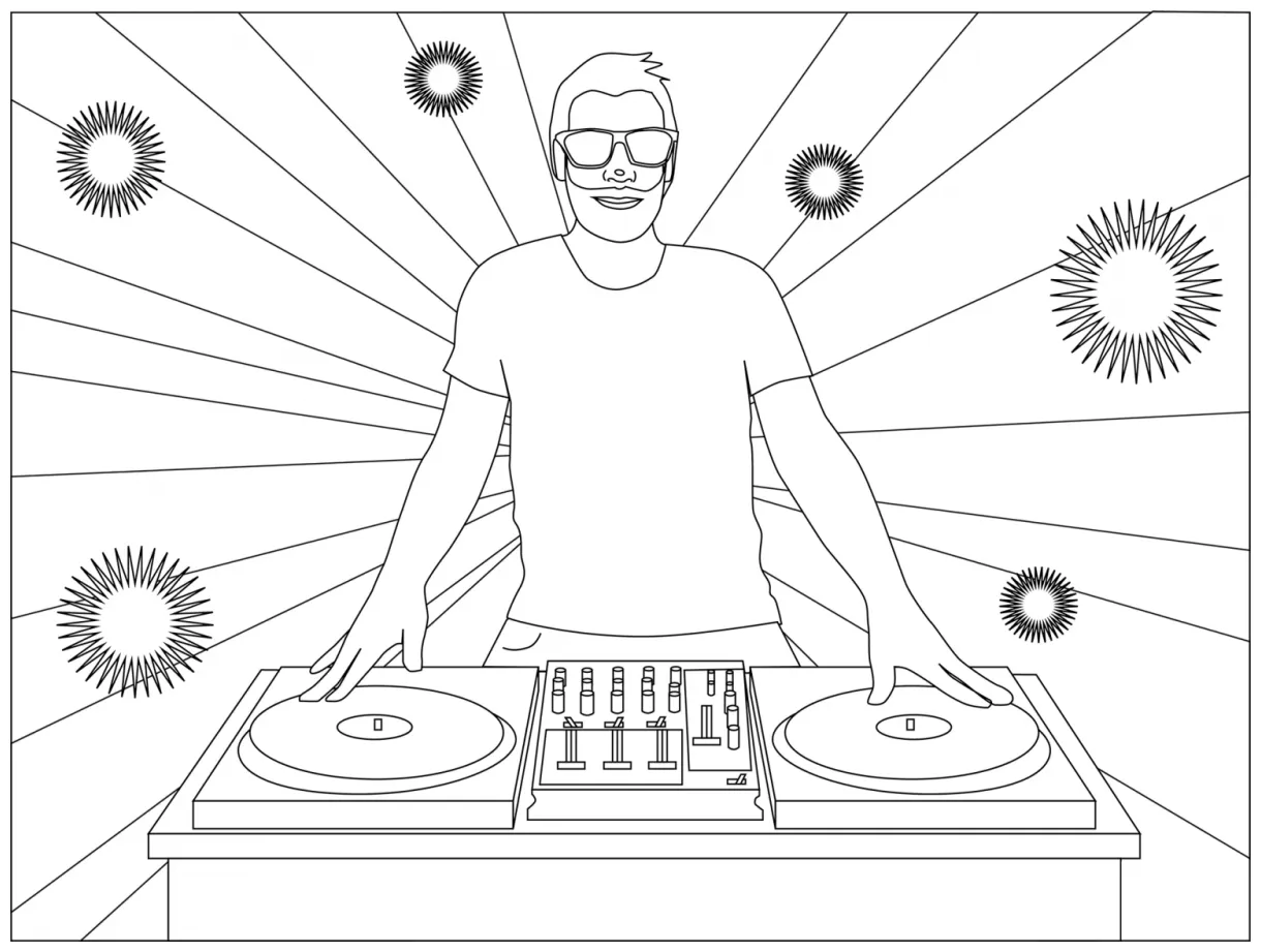 Dj coloring page colouringpages