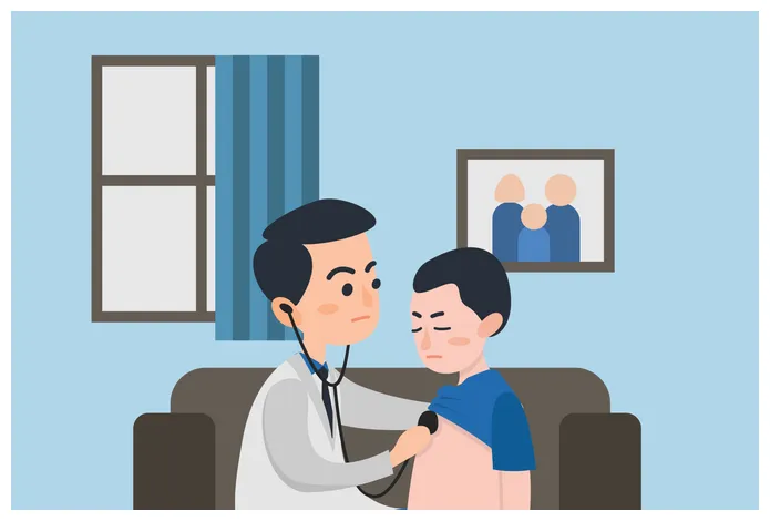 Best Premium Doctor checking pulse with stethoscope Illustration