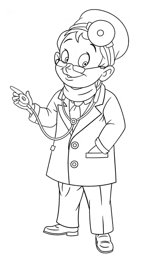 Doctor with a stethoscope coloring page free and printable