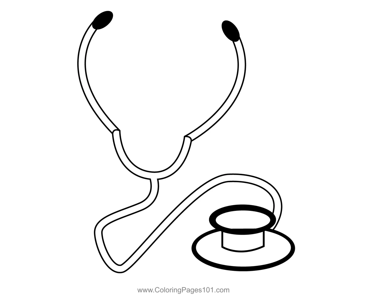 Stethoscope coloring page for kids free health printable coloring
