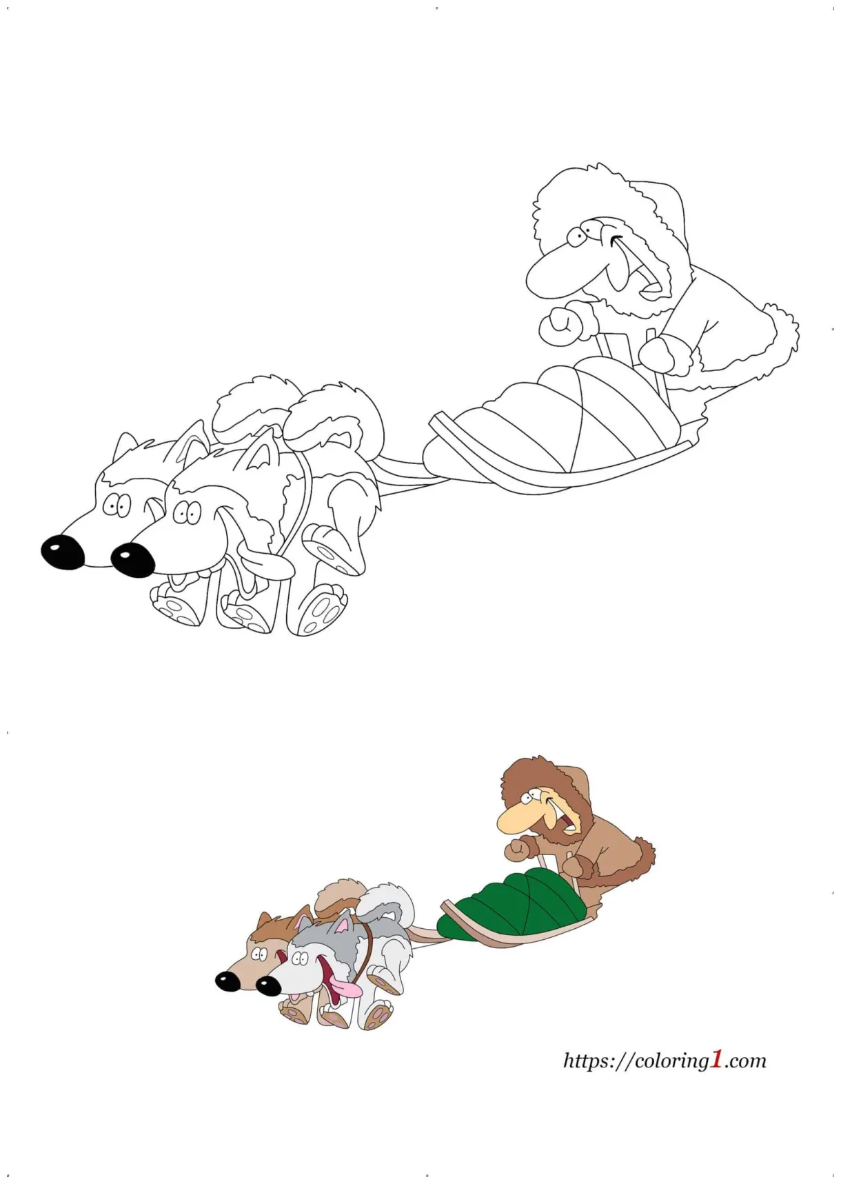 Dog sled race coloring pages 2 free coloring sheets 2021 printable coloring page