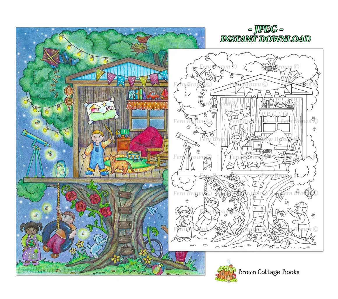 Kids playing coloring instant etsy