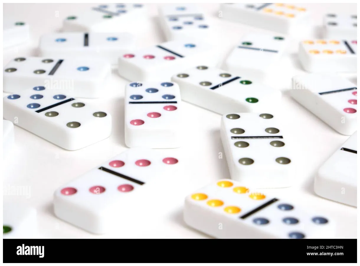 Dominoes with colorful coloring on a white background Stock Photo - Alamy