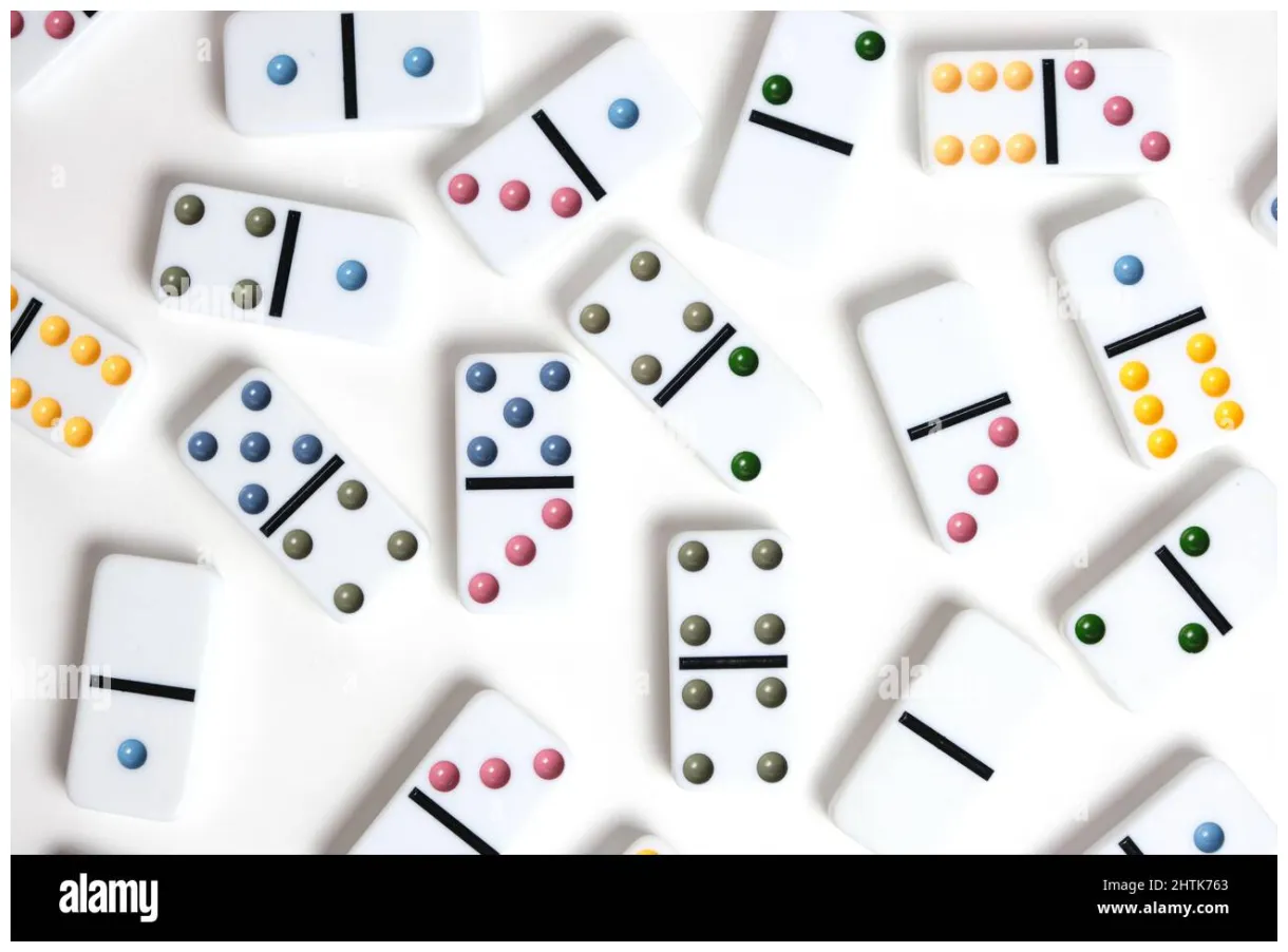 Dominoes with colorful coloring on a white background Stock Photo - Alamy