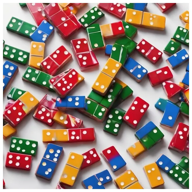 Premium AI Image | Dominoes with colorful coloring on a white background