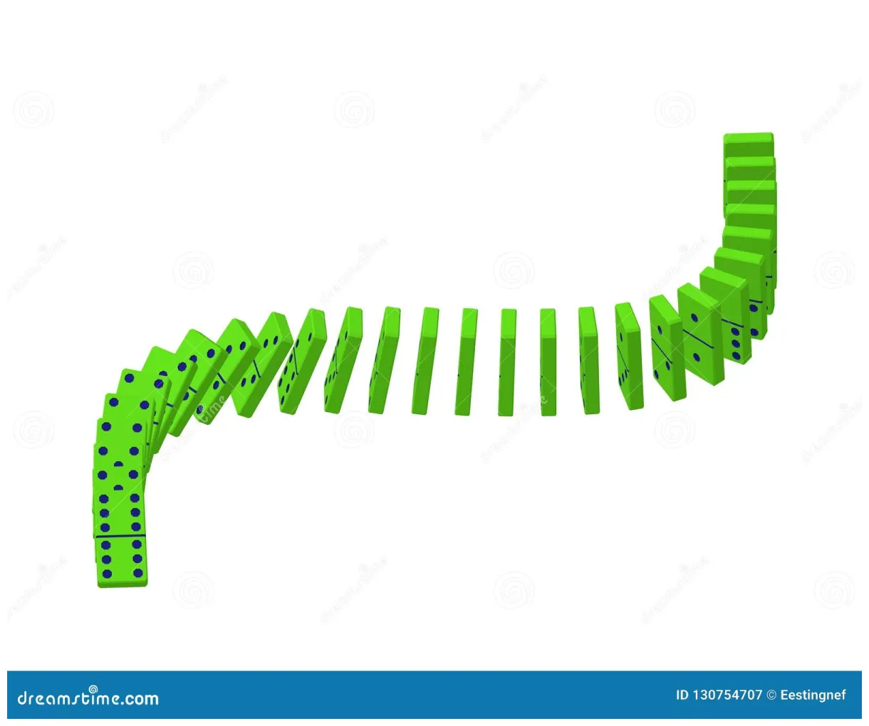 Falling Dominoes. Isolated on White Background. 3d Vector Illustration