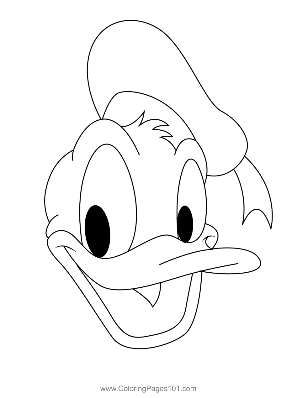 Donald Duck Face Coloring Page for Kids - Free Donald Duck Printable