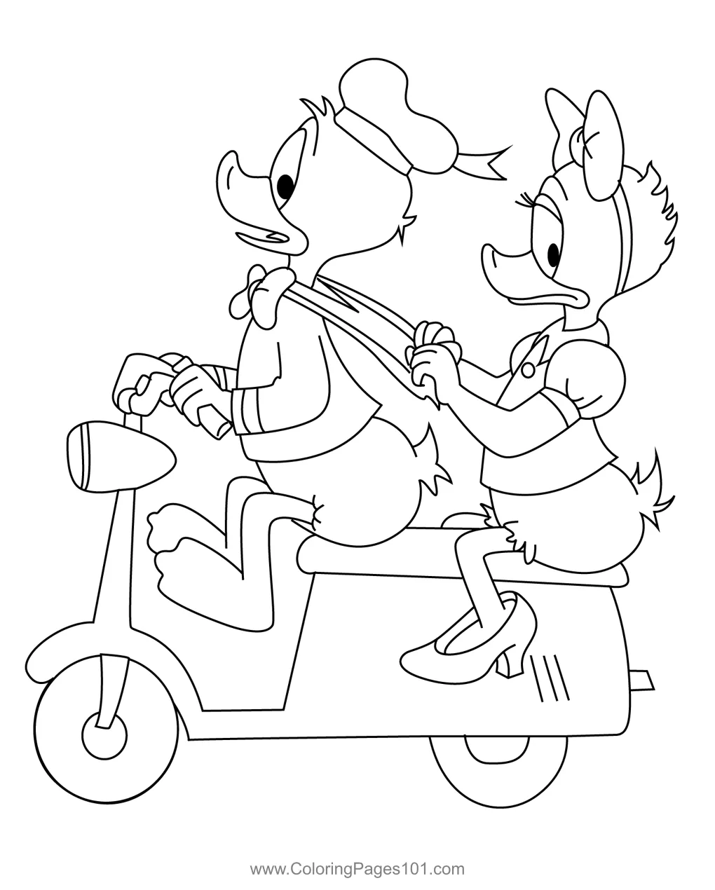 Donald Duck And Daisy Coloring Page for Kids - Free Donald Duck